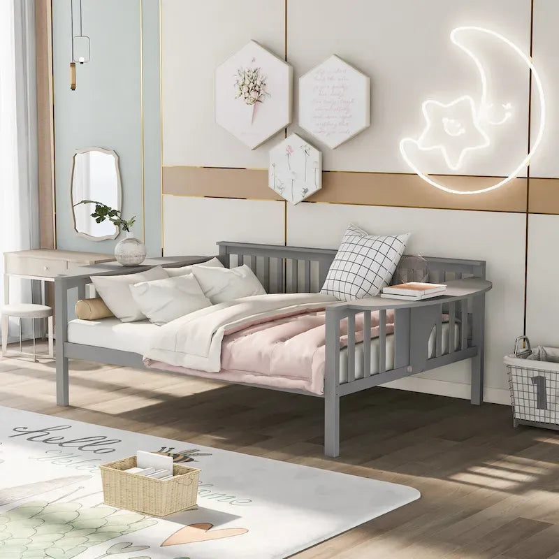 Wood Daybed Frame with Side Rails & Under-Bed Storage — Twin & Full