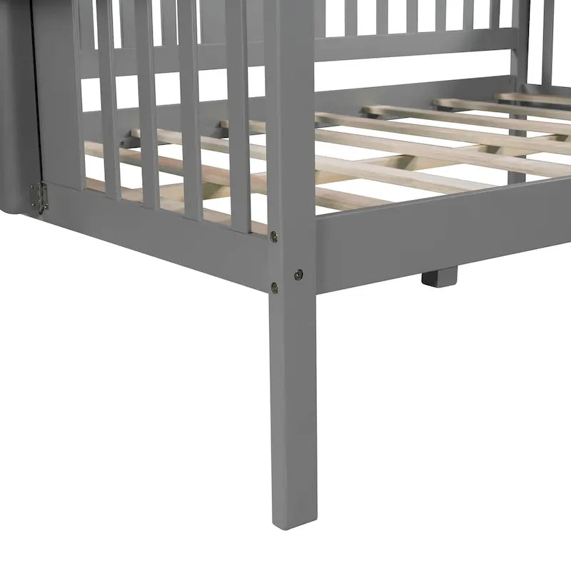 Wood Daybed Frame with Side Rails & Under-Bed Storage — Twin & Full
