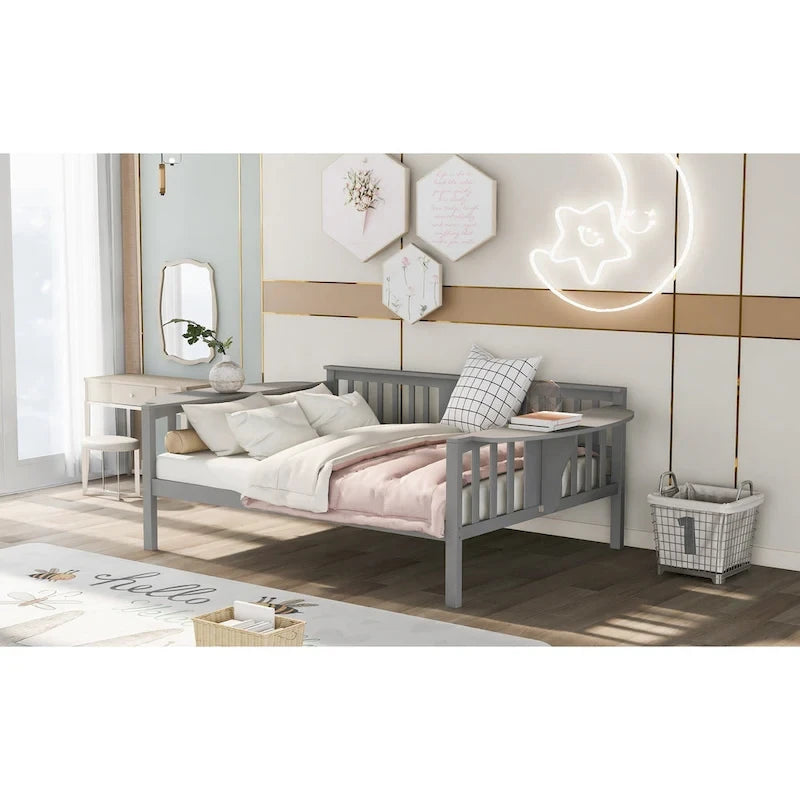 Wood Daybed Frame with Side Rails & Under-Bed Storage — Twin & Full