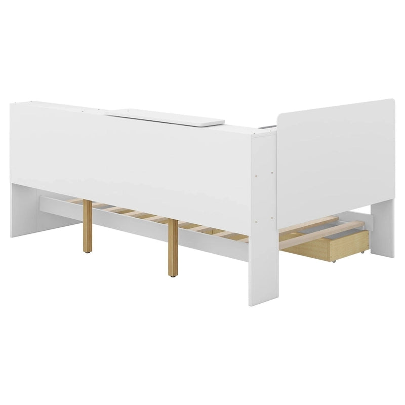 King Size Upholstered Storage Bed with Shelving Headboard & Under-Bed Drawers