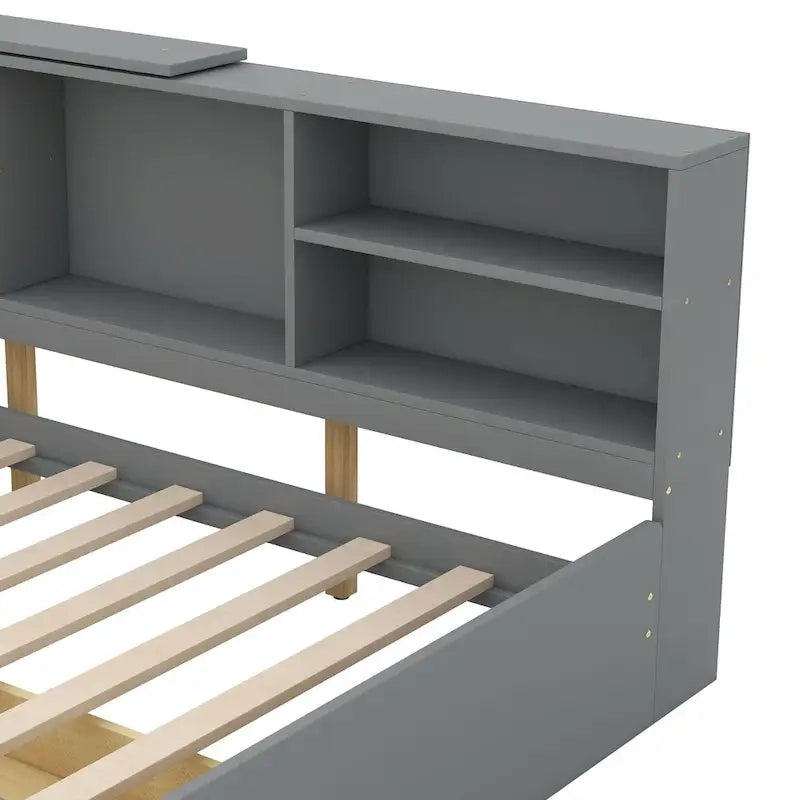 King Size Upholstered Storage Bed with Shelving Headboard & Under-Bed Drawers