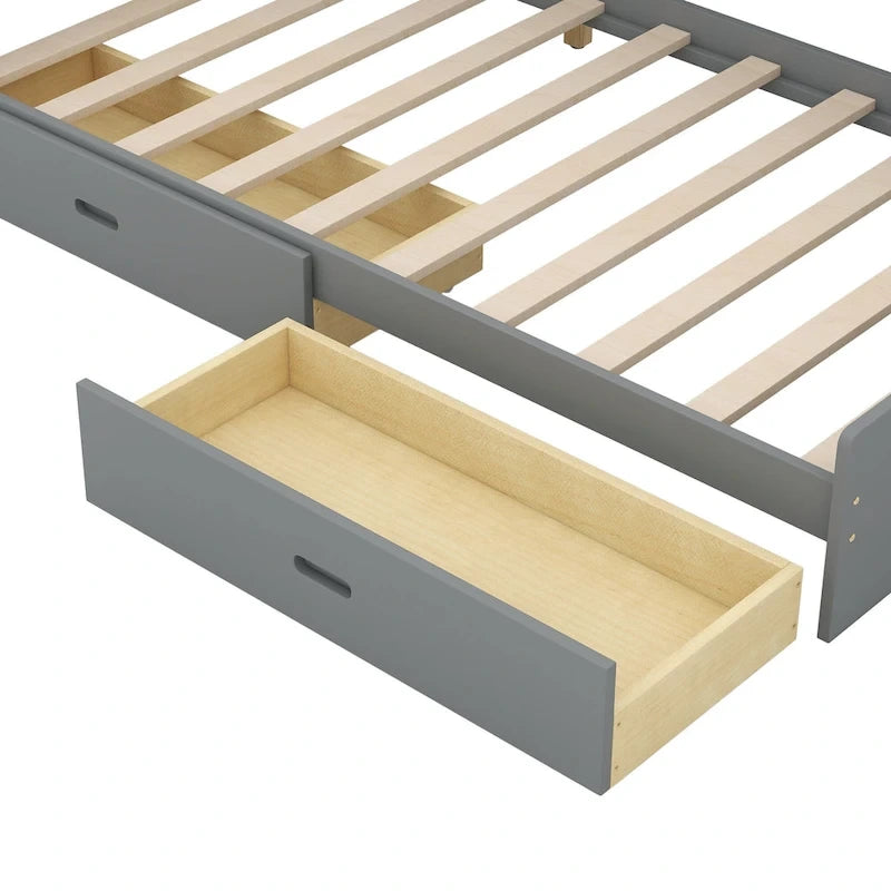 King Size Upholstered Storage Bed with Shelving Headboard & Under-Bed Drawers