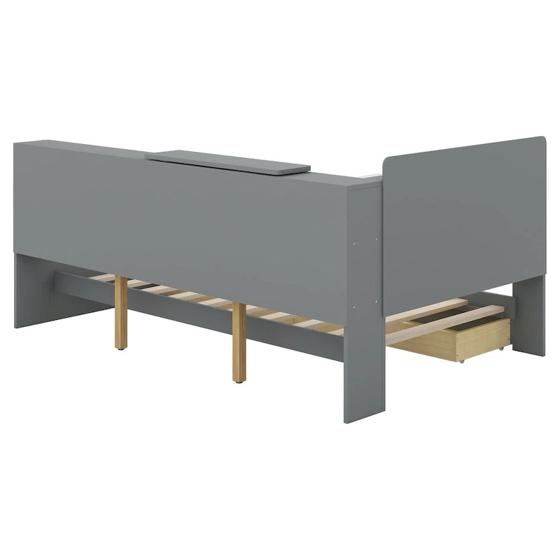King Size Upholstered Storage Bed with Shelving Headboard & Under-Bed Drawers