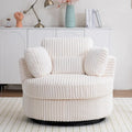 Oversized 360° Swivel Barrel Accent Chair in Plush Corduroy with 4 Pillows