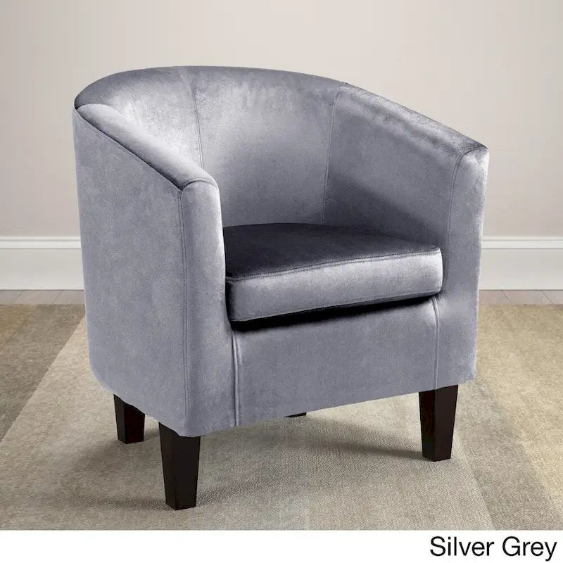 Velvet Upholstered Tub Chair with Curved Back & Double-Stitched Detailing