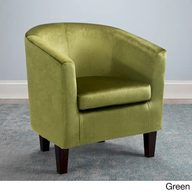 Velvet Upholstered Tub Chair with Curved Back & Double-Stitched Detailing