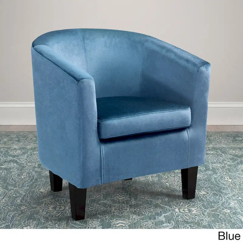 Velvet Upholstered Tub Chair with Curved Back & Double-Stitched Detailing