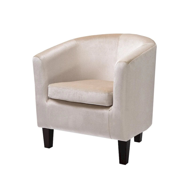 Velvet Upholstered Tub Chair with Curved Back & Double-Stitched Detailing