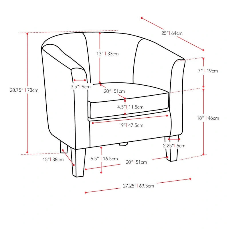 Velvet Upholstered Tub Chair with Curved Back & Double-Stitched Detailing