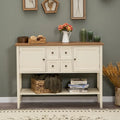 Buffet Sideboard Storage Cabinet with 4 Drawers, 2 Compartments and Bottom Shelf