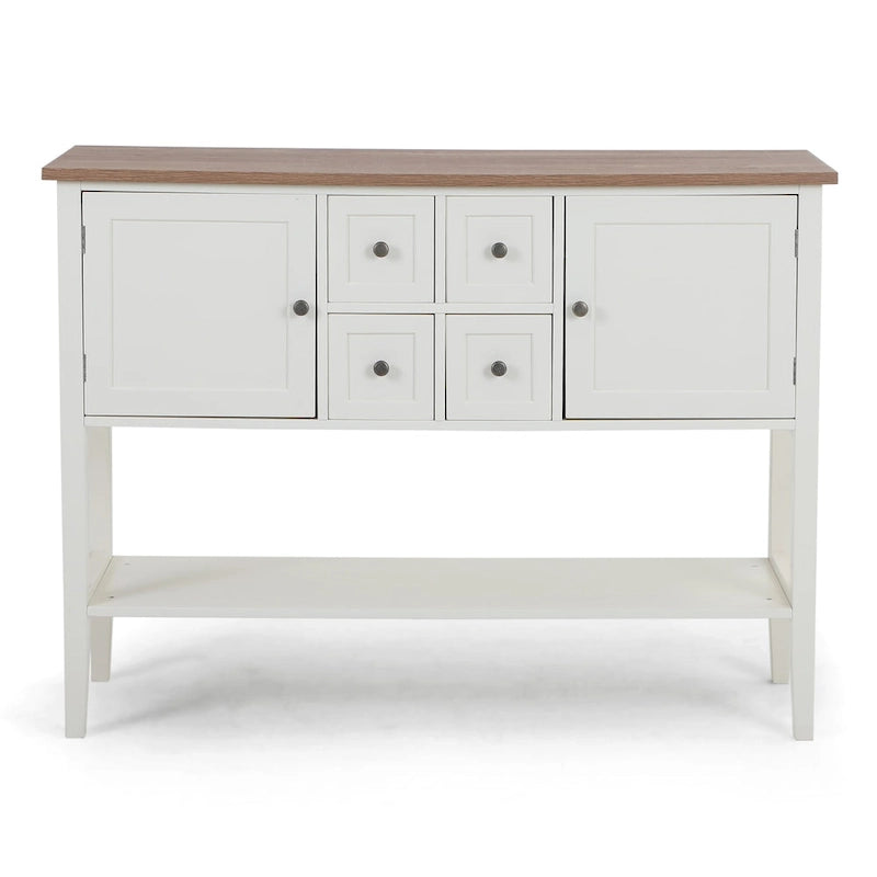 Buffet Sideboard Storage Cabinet with 4 Drawers, 2 Compartments and Bottom Shelf