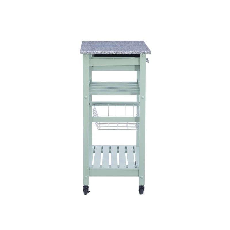 Compact Rolling Kitchen Island Cart with Drawer, Wine Rack and Produce Basket