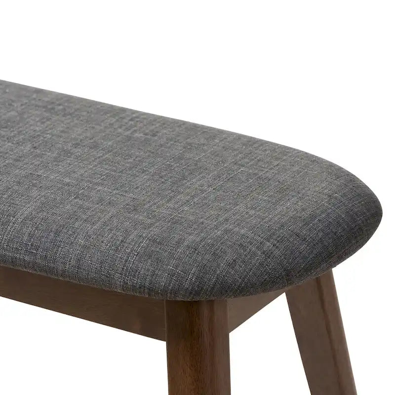 Mid-Century Modern Upholstered Dining Bench with Walnut-Finish Tapered Legs