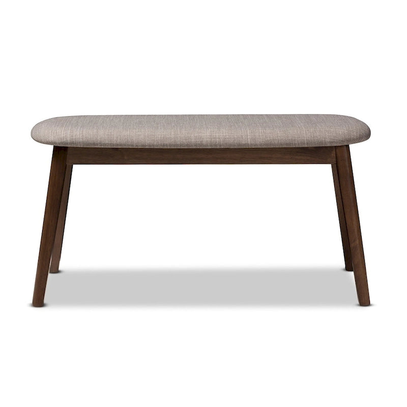 Mid-Century Modern Upholstered Dining Bench with Walnut-Finish Tapered Legs