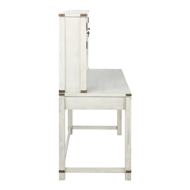 Wood Grain Desk with Hutch — 3 Drawers, Open Shelves & Cabinet Doors for Home Office