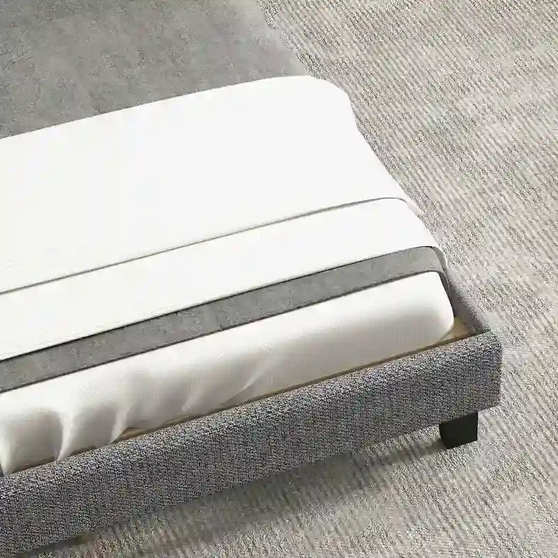 Upholstered Platform Bed Frame with Adjustable Button Tufted Headboard