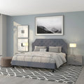 Arched Button Tufted Upholstered Platform Bed with Nailhead Trim — Low Profile
