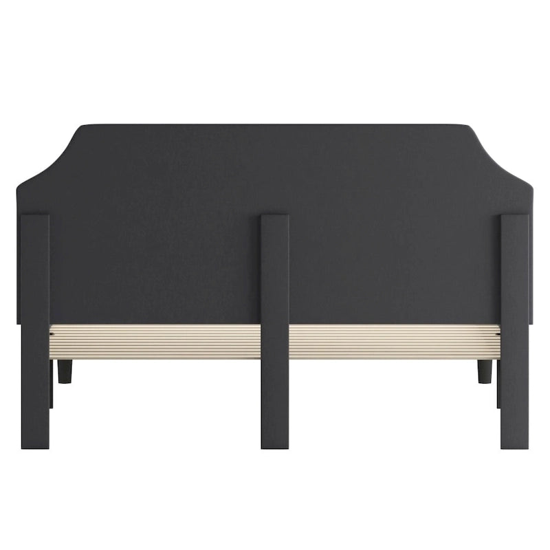Arched Button Tufted Upholstered Platform Bed with Nailhead Trim — Low Profile