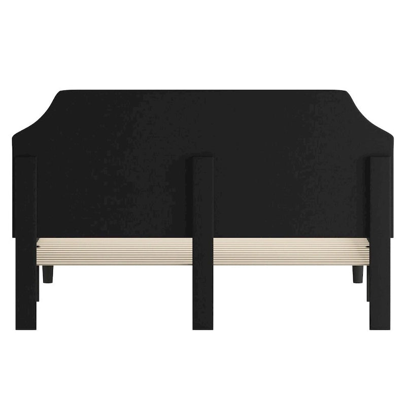 Arched Button Tufted Upholstered Platform Bed with Nailhead Trim — Low Profile