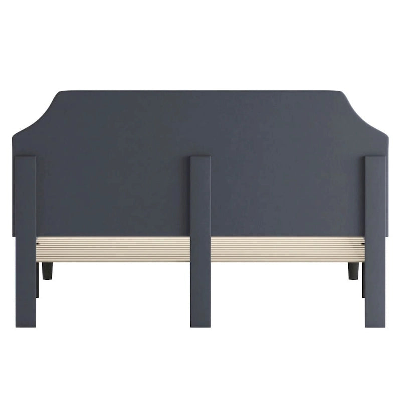 Arched Button Tufted Upholstered Platform Bed with Nailhead Trim — Low Profile