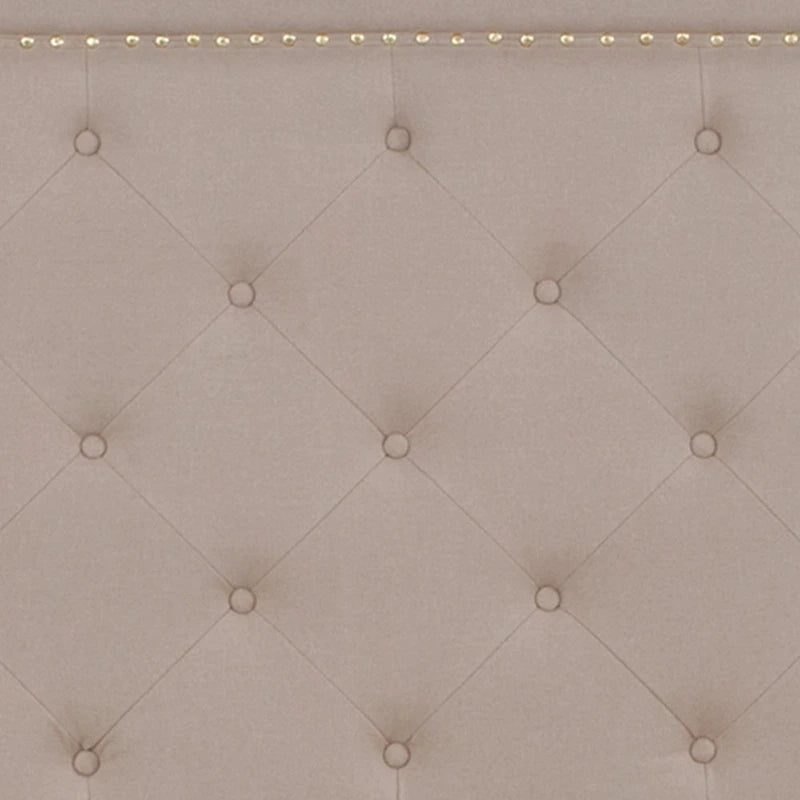 Arched Button Tufted Upholstered Platform Bed with Nailhead Trim — Low Profile
