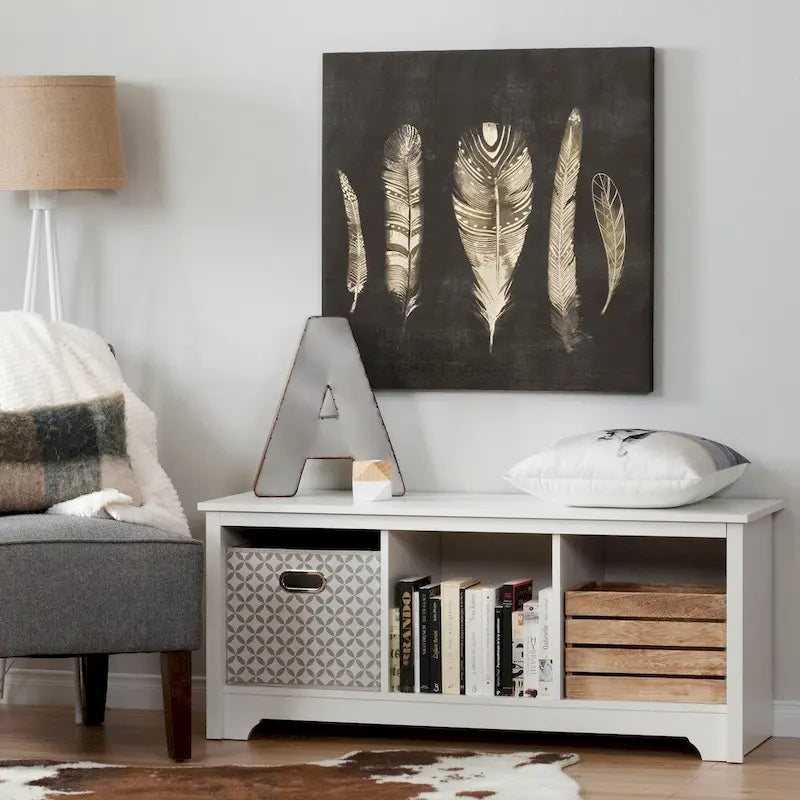 3-Cubby Open Storage Bench for Entryway, Living Room and Bedroom