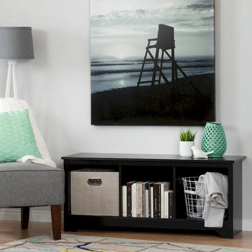3-Cubby Open Storage Bench for Entryway, Living Room and Bedroom