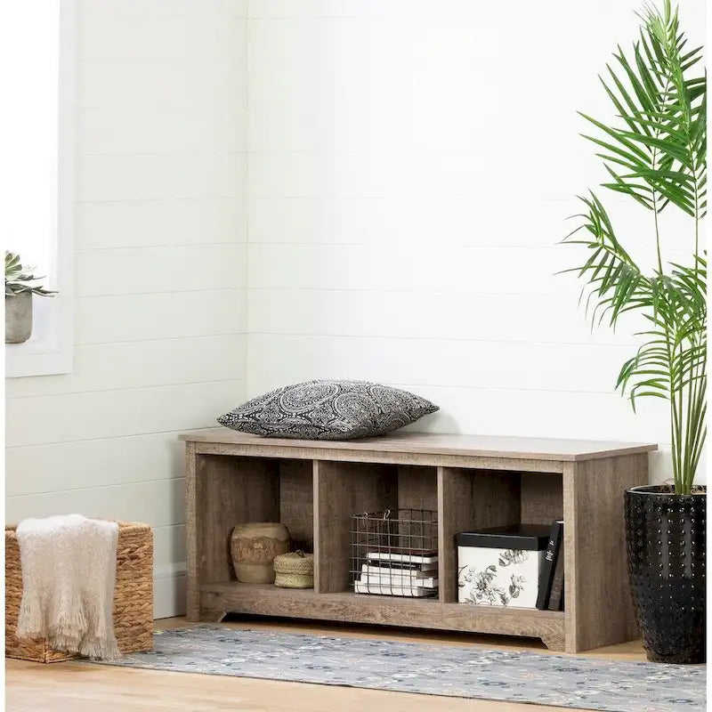 3-Cubby Open Storage Bench for Entryway, Living Room and Bedroom