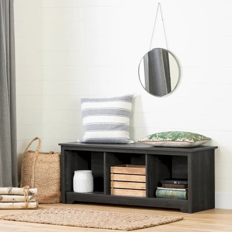 3-Cubby Open Storage Bench for Entryway, Living Room and Bedroom