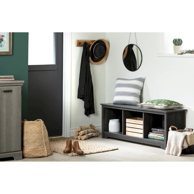 3-Cubby Open Storage Bench for Entryway, Living Room and Bedroom