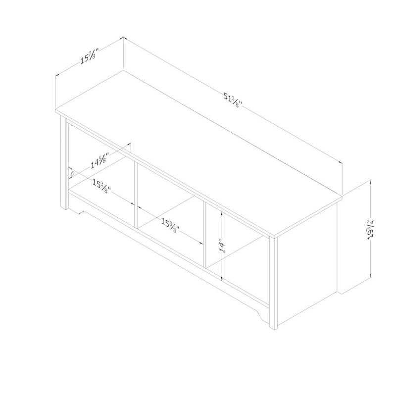 3-Cubby Open Storage Bench for Entryway, Living Room and Bedroom