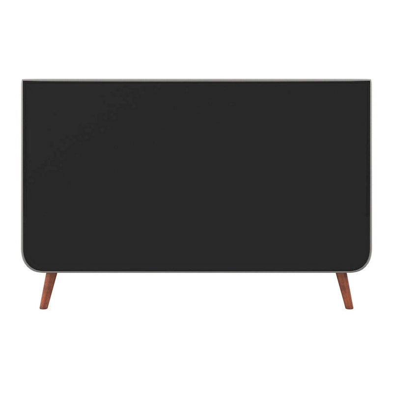 Mid-Century Modern Upholstered Platform Bed with Tapered Legs