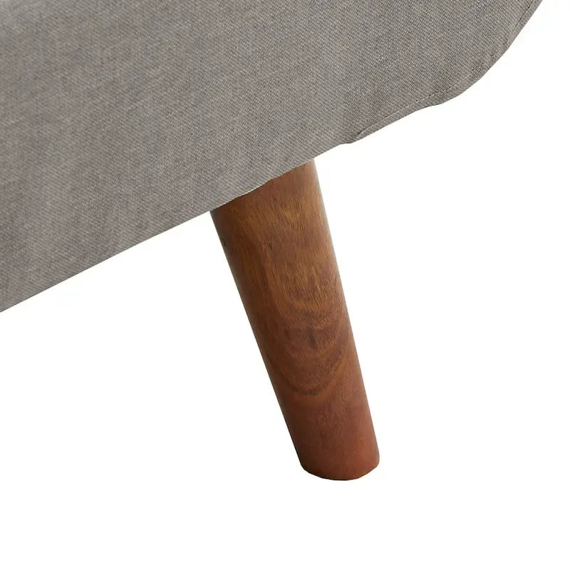 Mid-Century Modern Upholstered Platform Bed with Tapered Legs