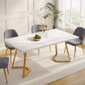 55-Inch Modern Dining Table with Faux Marble Top and Metal Frame — Seats 4 to 6