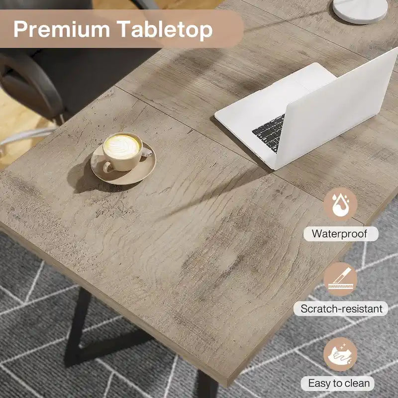 55-Inch Modern Dining Table with Faux Marble Top and Metal Frame — Seats 4 to 6
