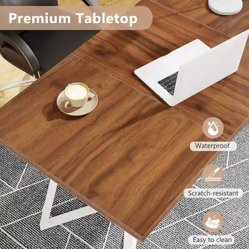 55-Inch Modern Dining Table with Faux Marble Top and Metal Frame — Seats 4 to 6