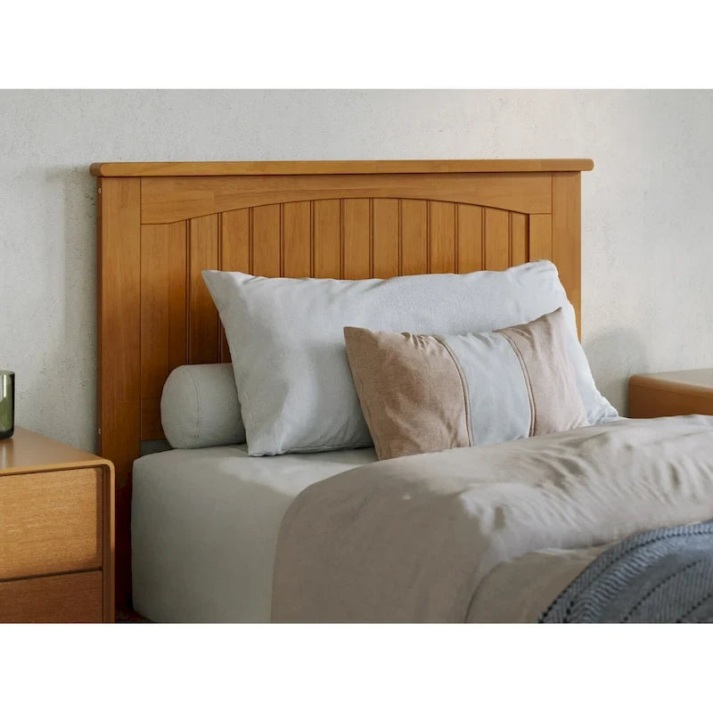 Solid Wood Low Profile Platform Bed with Grooved Headboard, Footboard and USB Charging