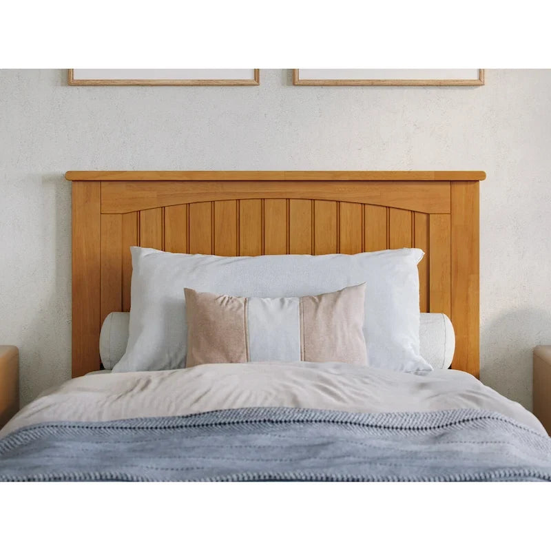 Solid Wood Low Profile Platform Bed with Grooved Headboard, Footboard and USB Charging