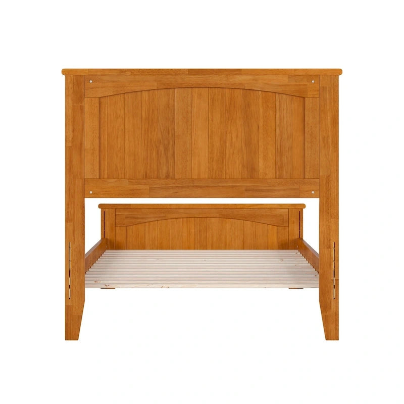 Solid Wood Low Profile Platform Bed with Grooved Headboard, Footboard and USB Charging