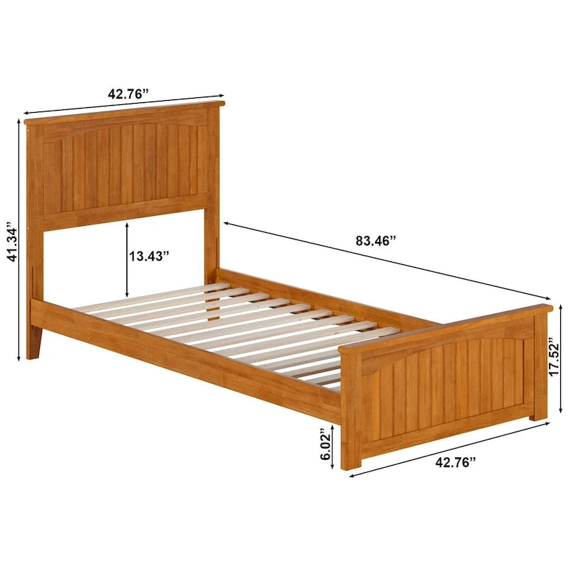 Solid Wood Low Profile Platform Bed with Grooved Headboard, Footboard and USB Charging