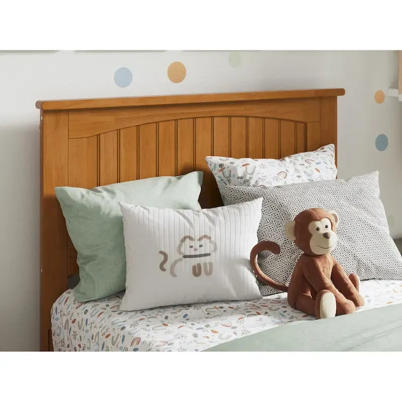 Solid Wood Low Profile Platform Bed with Grooved Headboard, Footboard and USB Charging