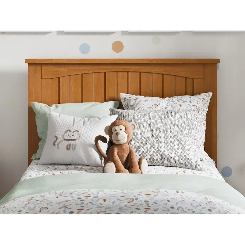 Solid Wood Low Profile Platform Bed with Grooved Headboard, Footboard and USB Charging