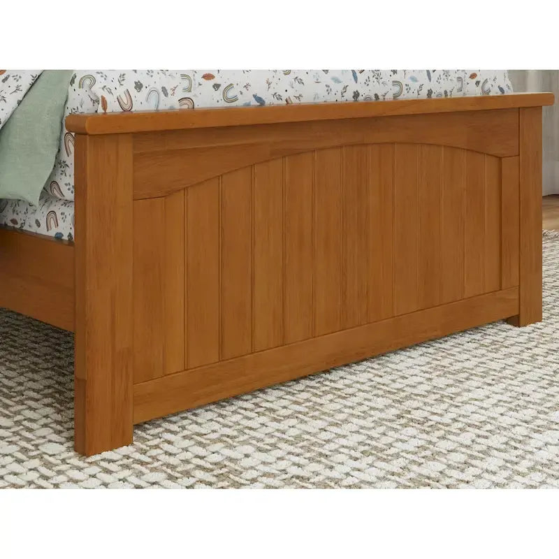 Solid Wood Low Profile Platform Bed with Grooved Headboard, Footboard and USB Charging