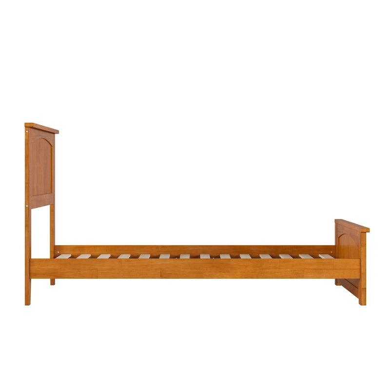 Solid Wood Low Profile Platform Bed with Grooved Headboard, Footboard and USB Charging