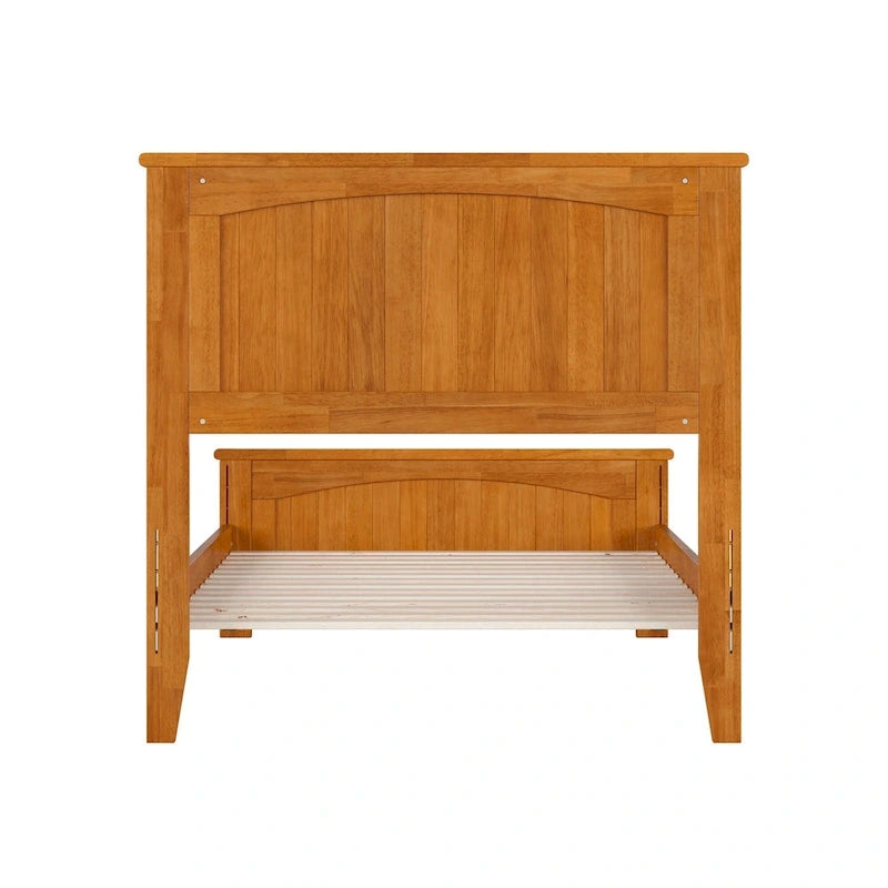 Solid Wood Low Profile Platform Bed with Grooved Headboard, Footboard and USB Charging