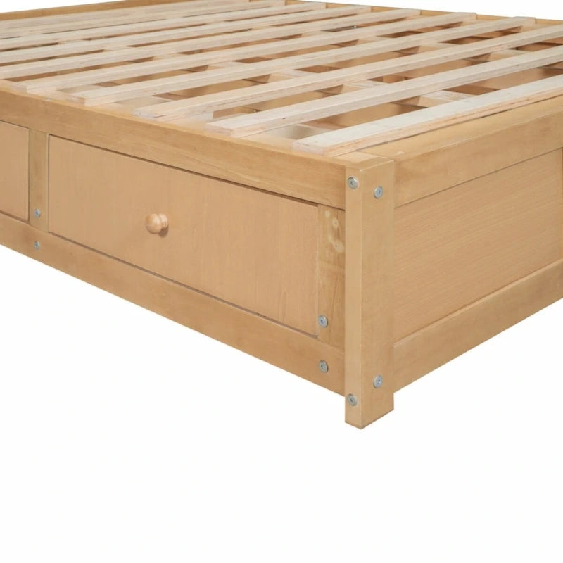 Full Size Solid Wood Platform Bed with Under-Bed Storage & 2 Drawers