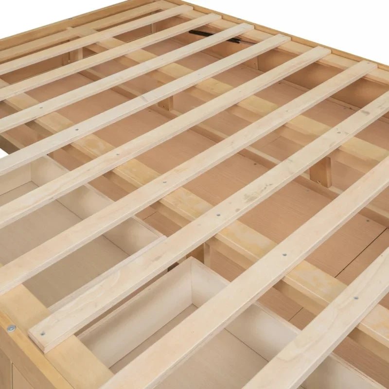 Full Size Solid Wood Platform Bed with Under-Bed Storage & 2 Drawers