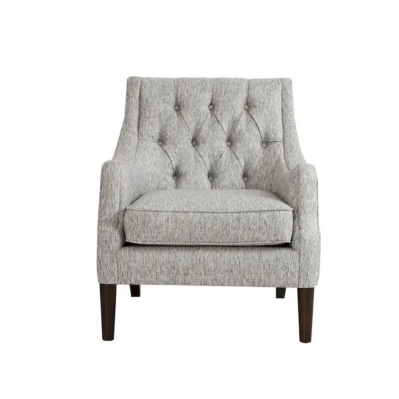 Button-Tufted Upholstered Accent Chair with Solid Wood Legs & Removable Seat Cushion