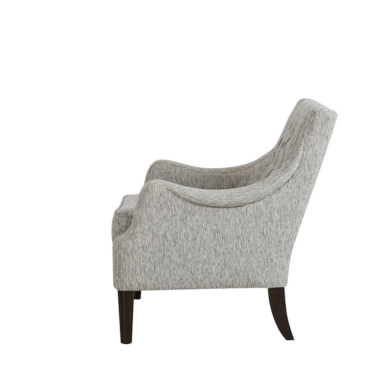 Button-Tufted Upholstered Accent Chair with Solid Wood Legs & Removable Seat Cushion