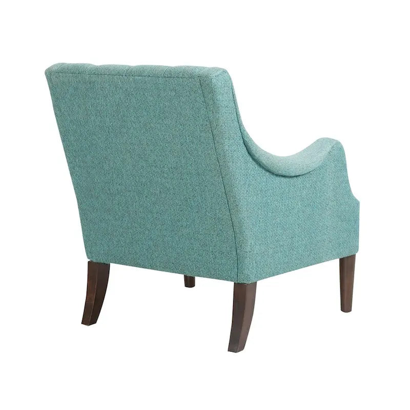 Button-Tufted Upholstered Accent Chair with Solid Wood Legs & Removable Seat Cushion